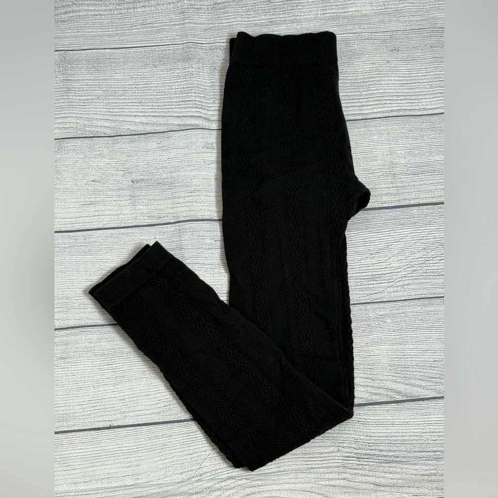 Faded Glory Thick Black Knit Leggings Size L/G (12-16)